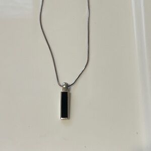 Silver Pendant Necklace with Black Onyx 10” Long With Pendant
